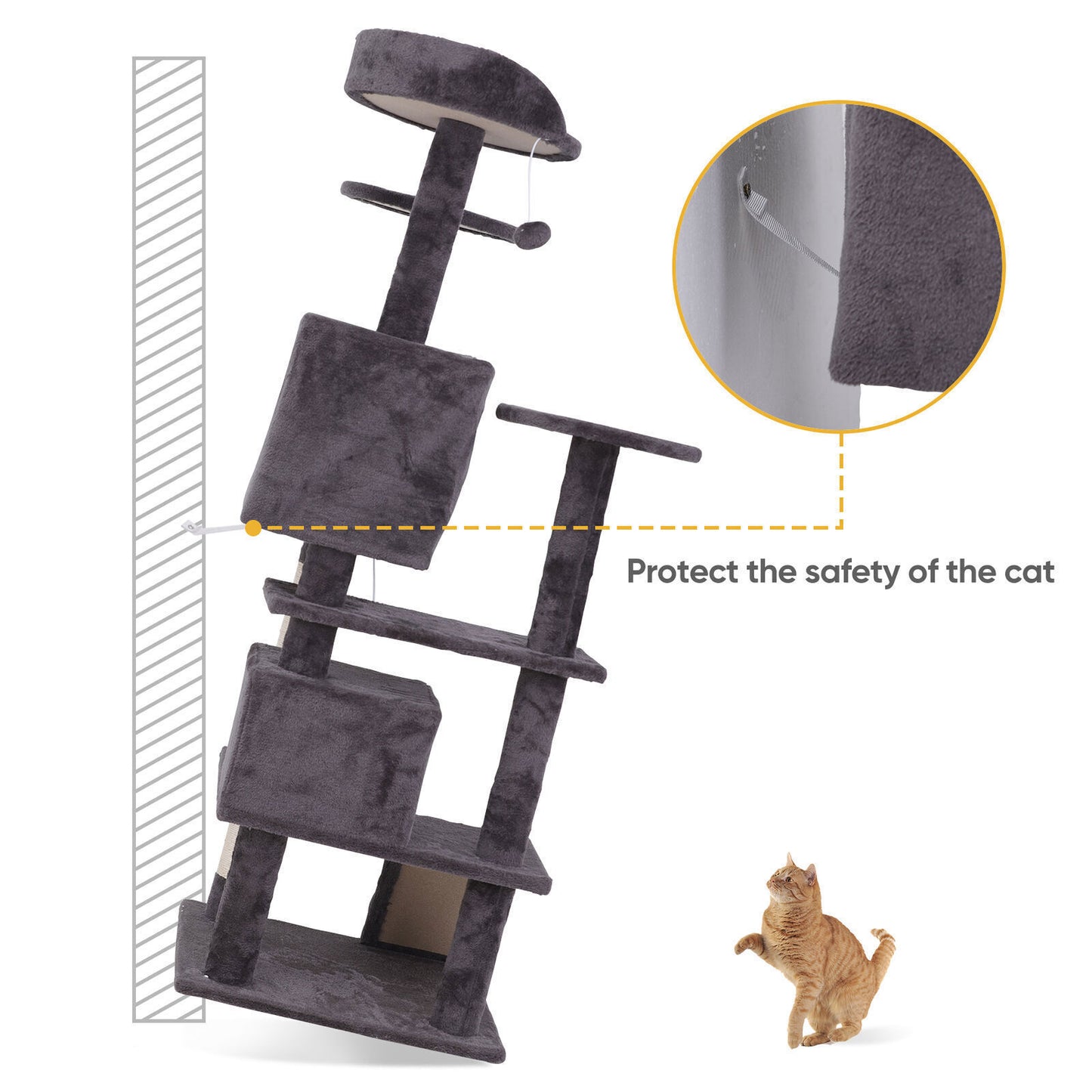Elevate Your Cat's Playtime with the 55'' Cat Tree Tower Condo - Multi-Level Platforms and Safety Scratch Post