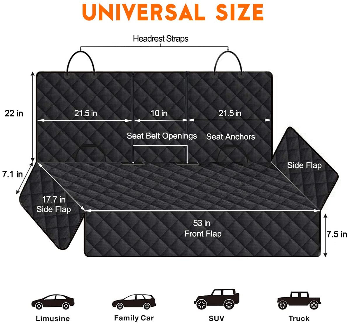 Ultimate Dog Car Seat Cover - Waterproof, Non-Slip Protector for Back Seats, Fits Most Cars, Trucks & SUVs - Black
