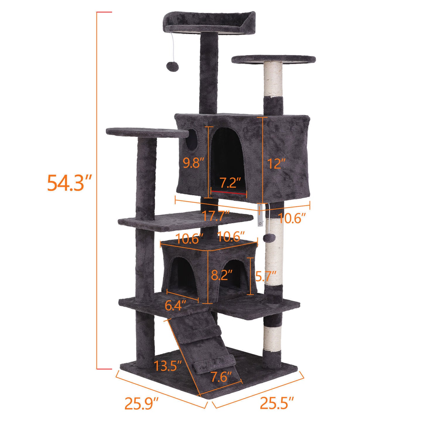 Elevate Your Cat's Playtime with the 55'' Cat Tree Tower Condo - Multi-Level Platforms and Safety Scratch Post