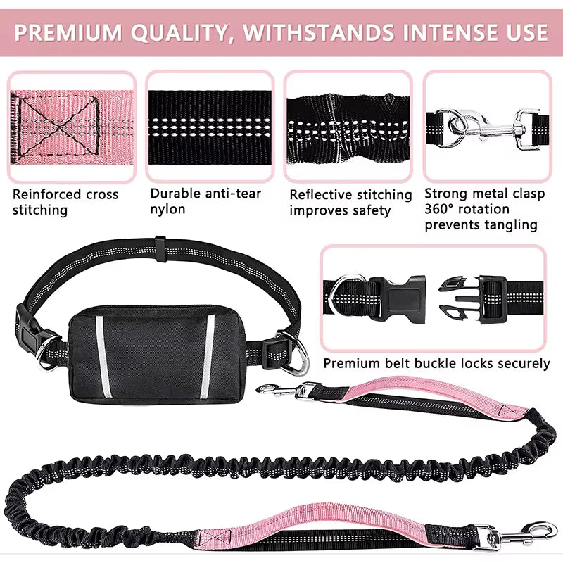 Enjoy Hands-Free Adventures with Our Adjustable Dog Leash – Perfect for Walking, Running, and Jogging!