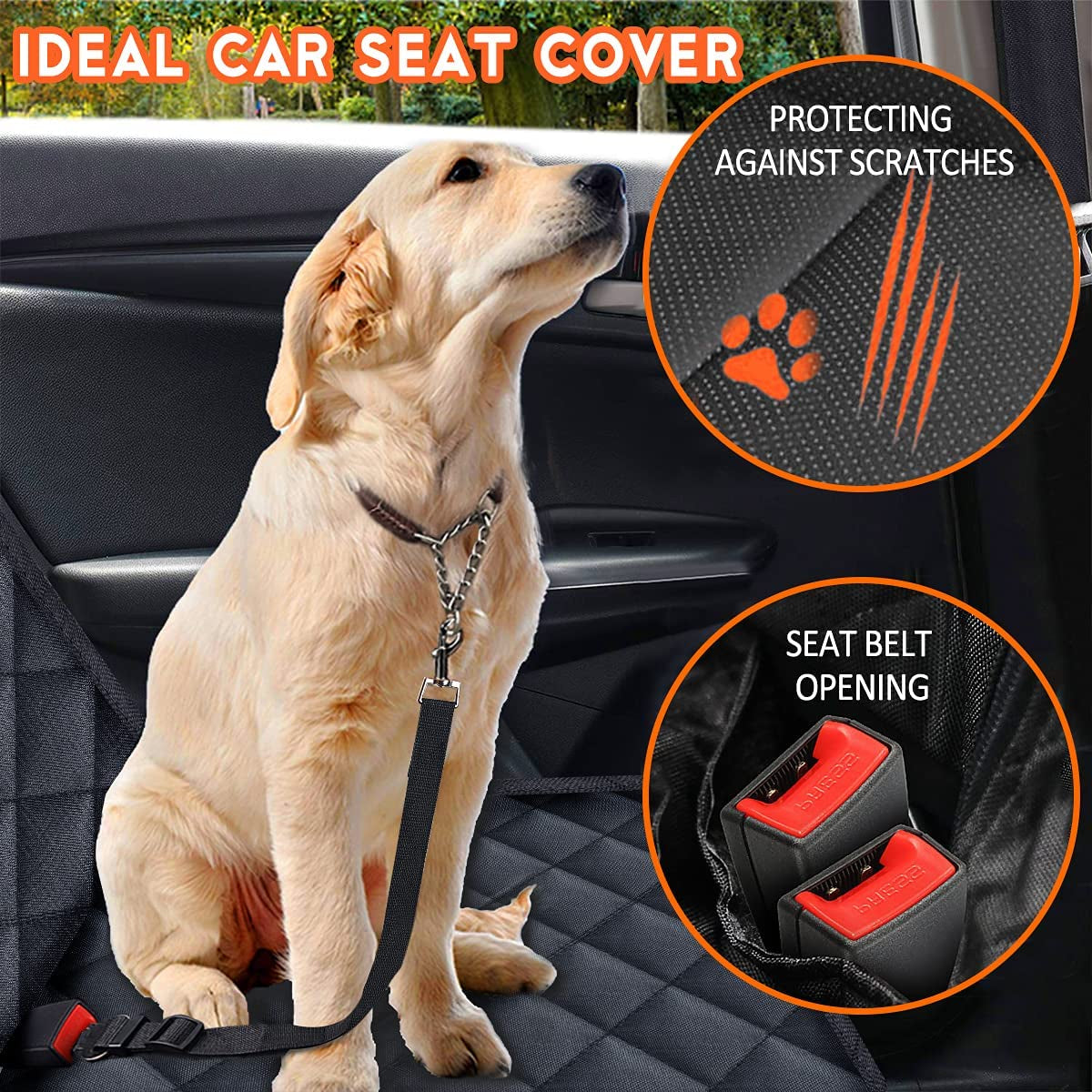Ultimate Dog Car Seat Cover - Waterproof, Non-Slip Protector for Back Seats, Fits Most Cars, Trucks & SUVs - Black