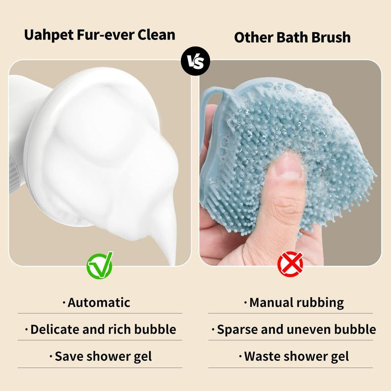Transform Bath Time into a Fun Adventure with the Uahpet Auto-Foaming Dog Bath Brush - Effortless Cleaning for Happy Pups!