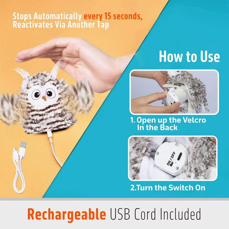 Exciting FOFOS Cat Toy: Swinging Owl with USB for Interactive Playtime!