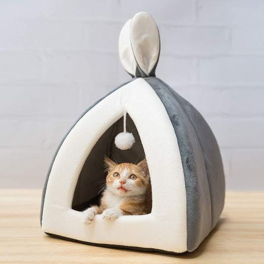 Cozy Up Your Cat with Our Adorable Rabbit Ears Cat Cave Bed! 🐾💖