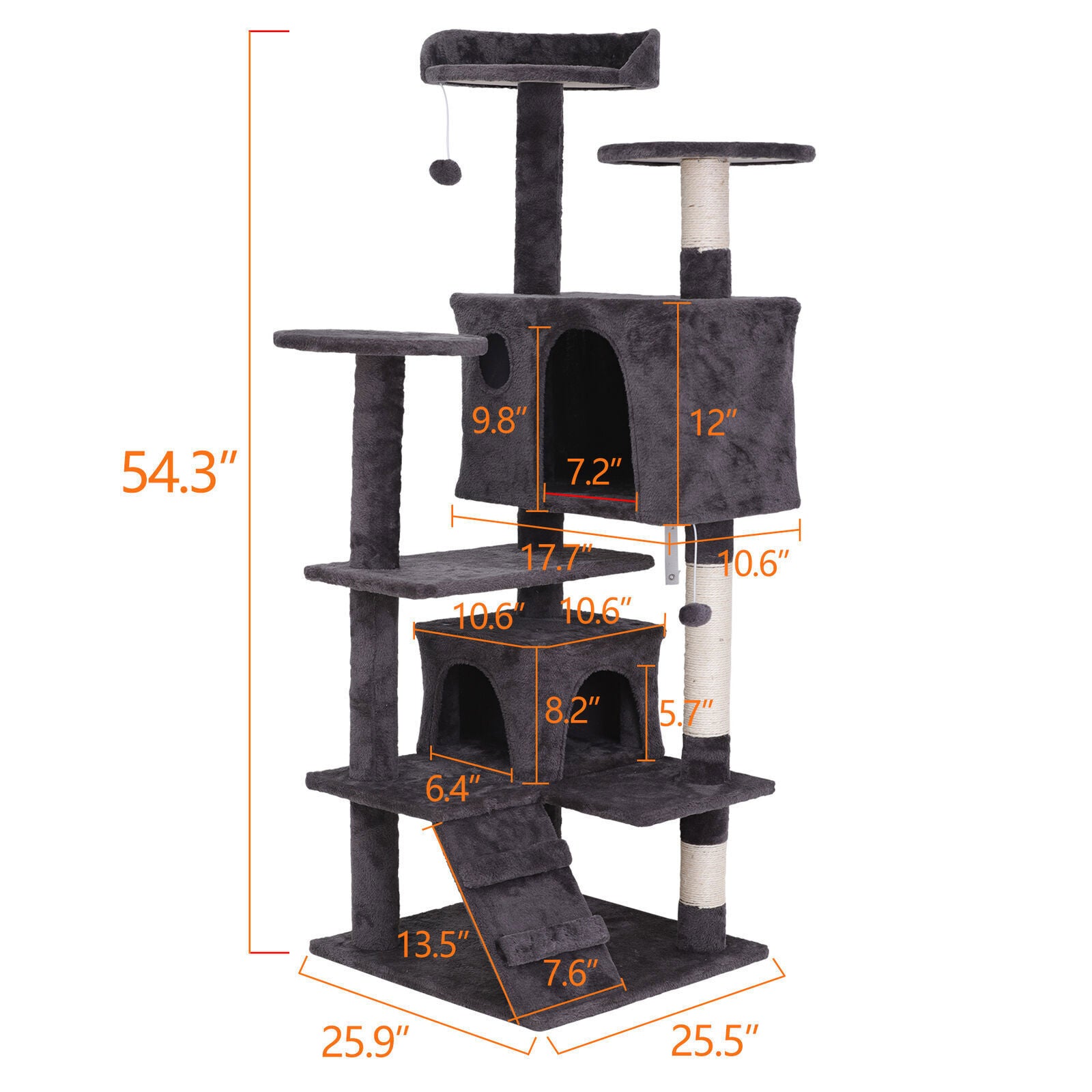 Elevate Your Cat's Playtime with the 55'' Cat Tree Tower Condo - Multi-Level Platforms and Safety Scratch Post