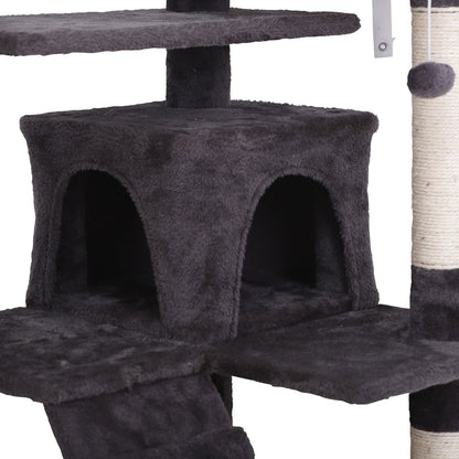 Elevate Your Cat's Playtime with the 55'' Cat Tree Tower Condo - Multi-Level Platforms and Safety Scratch Post