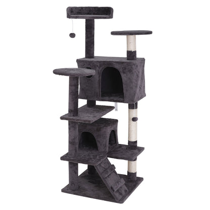 Elevate Your Cat's Playtime with the 55'' Cat Tree Tower Condo - Multi-Level Platforms and Safety Scratch Post
